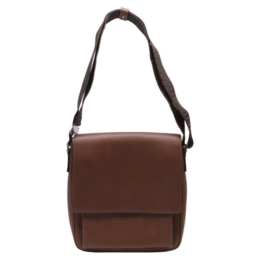 Salvatore Ferragamo Revival Mini Messenger Bag in Brown Leather